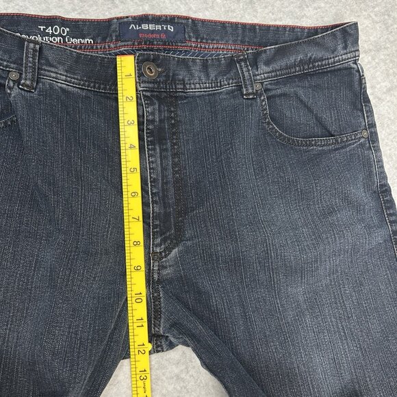 ALBERTO Jeans Mens 40x29.5 Mid Rise Modern Fit T400 Stone Denim Detail Blue - Picture 7 of 13